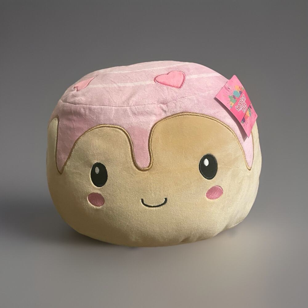 Smoochy Pals Cinnamon Roll Pink Hearts Valentines Day Soft Plush Stuffy